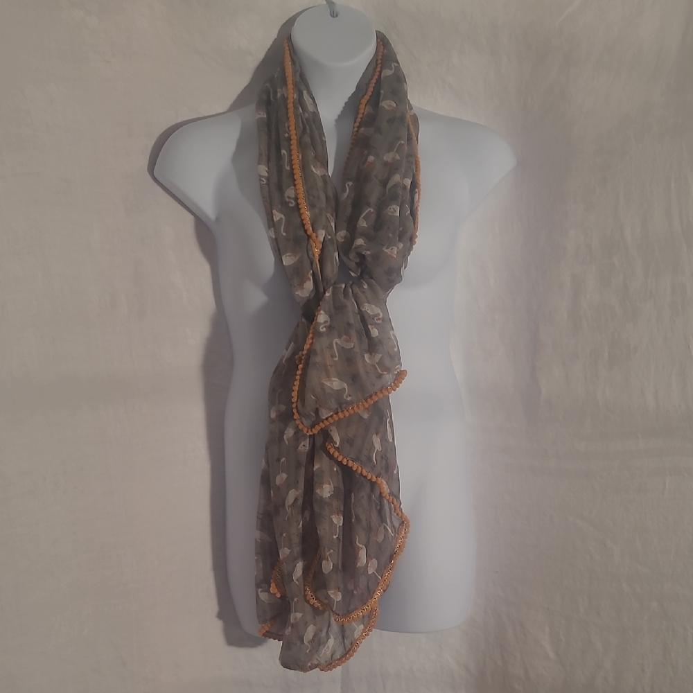 Elegant Gray and Orange Women's Scarf